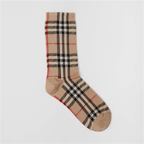 burberry vintage check cotton blend socks